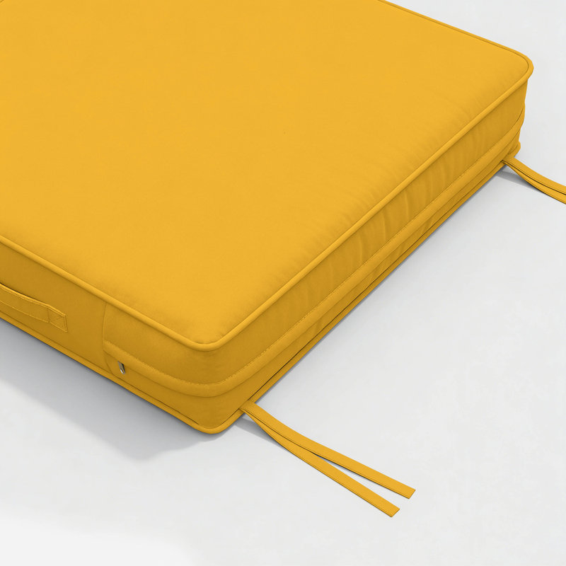 24“x24”x5“ Outdoor Seat Cushions High-Resilience Foam Chair Cushion with Handle and Non-Slip Bottom, Yellow