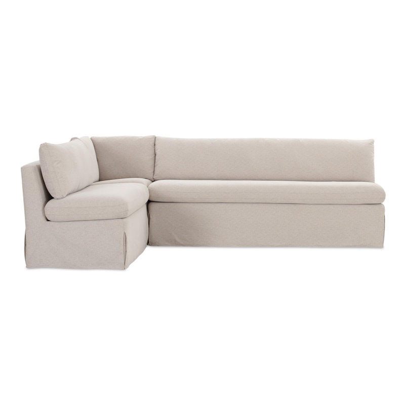 Gusella Slipcover Dining Banquette Beige 121In, L-Shape, 31.75" H x 100.5" W x 67.5" D