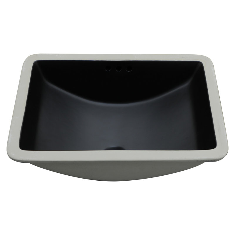 Lavabo de salle de bain en céramique noire de 21 po x 14,9 po, matériau de haute qualité, trop-plein intégré, forme profilée encastrée sans comptoir de 18,69 lb, résistant aux taches, facile d'entretien dans les salles de bain
