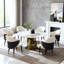 Table de cuisine ronde 59 po 59 po, paresseux à 360 degrés, pierre frittée résistante aux taches et aux chocs, luxe américain, 8 places, table de salle à manger blanc doré avec plateau tournant en pierre, espace compact, design,