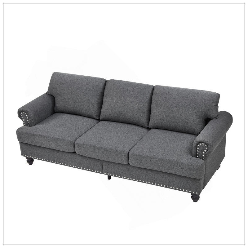 Canapé en tissu rembourré 83 po, Gris