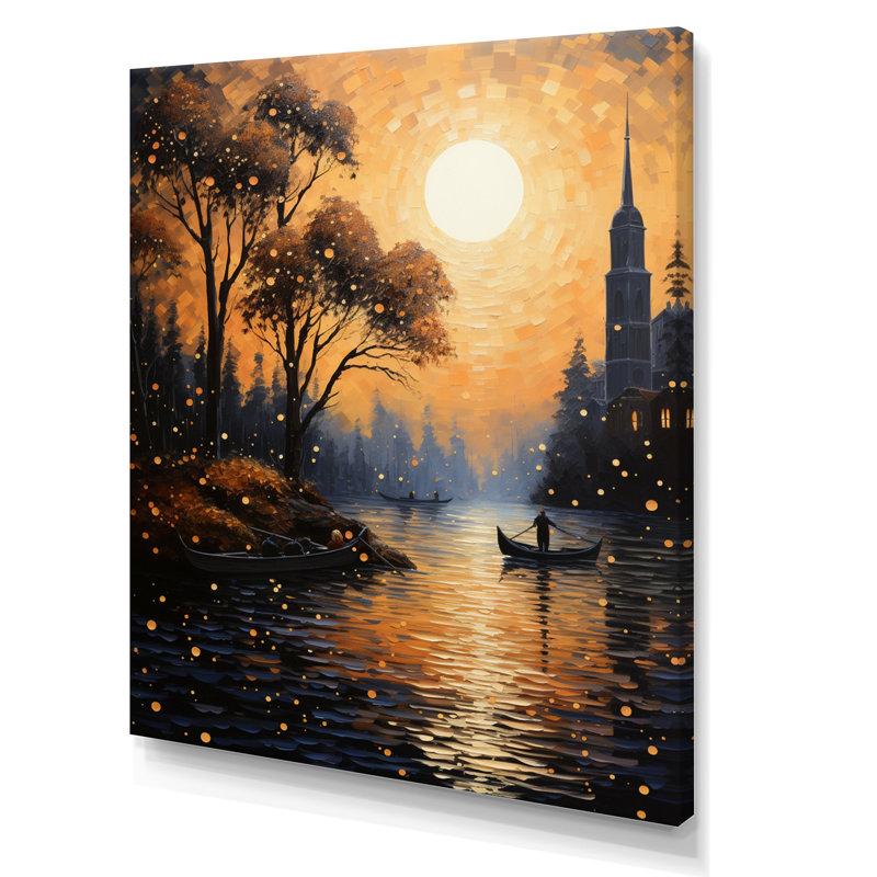 «Yellow Canal Golden Hour Glow II», impressions sur toile paysage et nature, H 40 po x l 30 po x P 1,5 po, Toile tendue