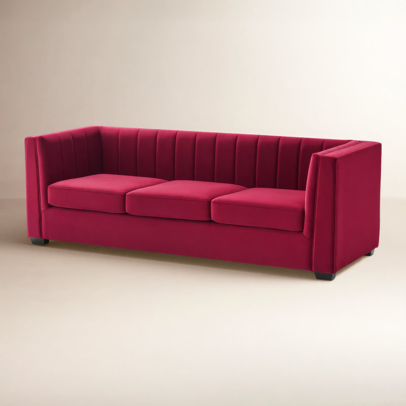 Allard 89'' Velvet Living Room Sofa, Rose Chenille