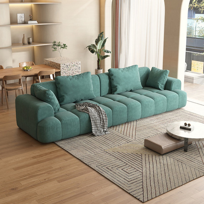 Canapé de salon de style italien crème, Vert foncé, H 27,56 po x l 110,24 po x P 39,37 po