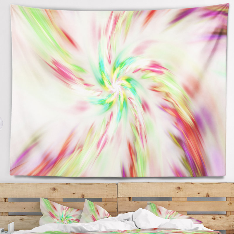 Tapisserie abstraite multicolore spirale abstraite, H 78 po x l 92 po