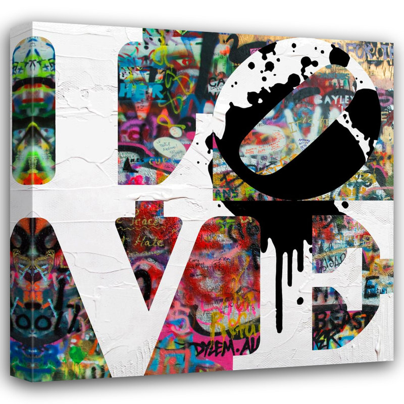 «Love Black Lives Matter» par Stephen Chambers - peinture sur toile tendue, H 26 po x l 26 po x P 1,5 po