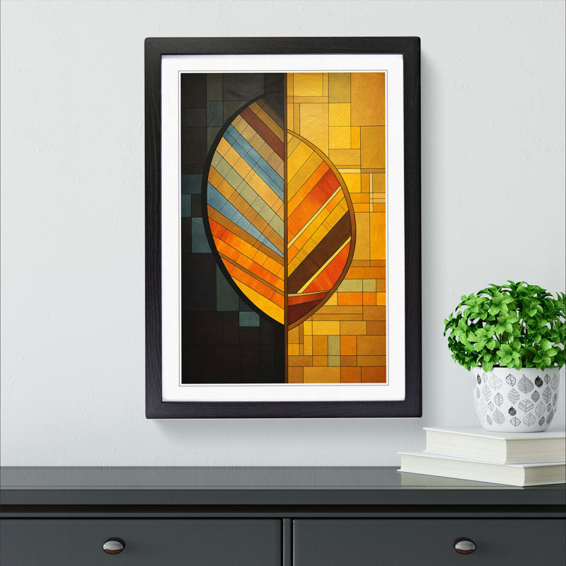 Leaf Constructivism No.3 - Single Picture Frame Print on Wood, Black Framed, 34cm H x 25cm W