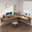 Bureau brun en bois massif en forme de L-1585387914-1585387917
