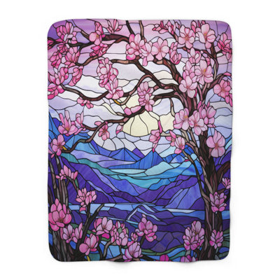 Sérénade Vivid Bloom - couverture en sherpa de qualité supérieure 1 pièce - reproduction d'art luxueuse