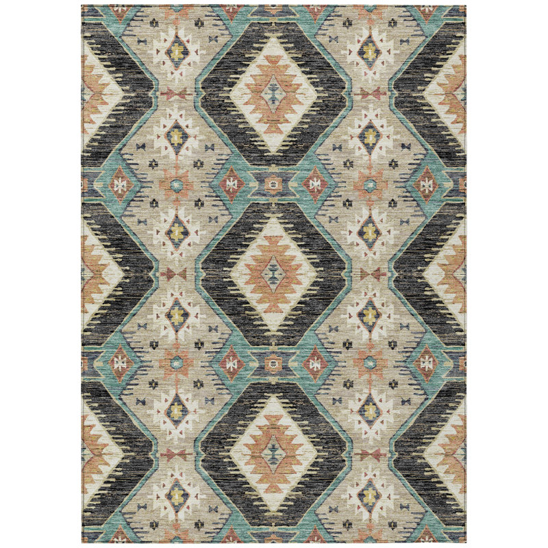 Tapis marocain intérieur / extérieur lavable à la machine Husby ACN2210, Rectangle 10 pi x 14 pi