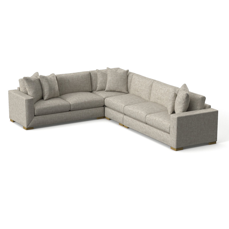 Nicolette Upholstered L-Shaped Sectional Right Hand Facing, 1372-000 White Boucle, Antique Gold