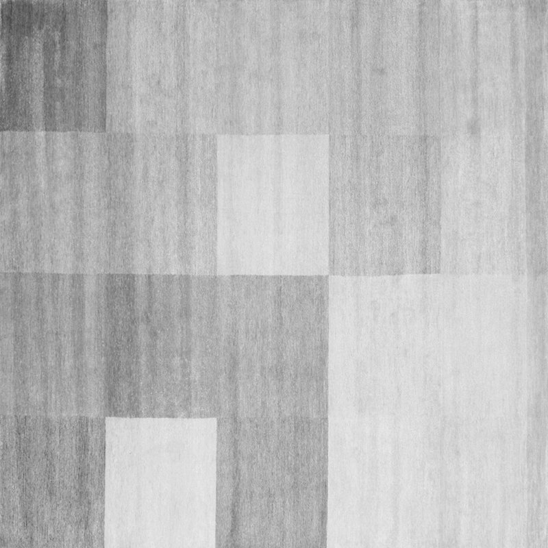 Tapis gris / blanc en chenille tissé à la machine Fielden, Carré 3 pi