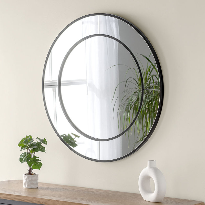 Round Contemporary Mirror, Black