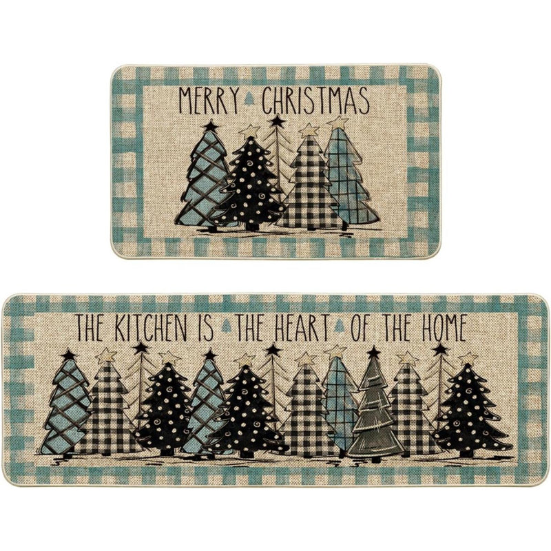 Ensemble de 2 tapis de cuisine à motif d'arbre de Noël Buffalo