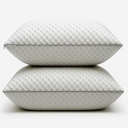 Casabella Pillows - Shredded Memory Foam - Pillow 2 Pack for Neck & Back Support, Shoulder Pain Relief - Breathable Medium Firm Pillows - Hypoallergenic Bedding, Luxury Sleep Experience 50x70cm.