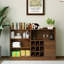 Buffet avec 2 portes coulissantes en verre rayé, armoire de rangement autoportante pour les bouteilles, le vin, etc.