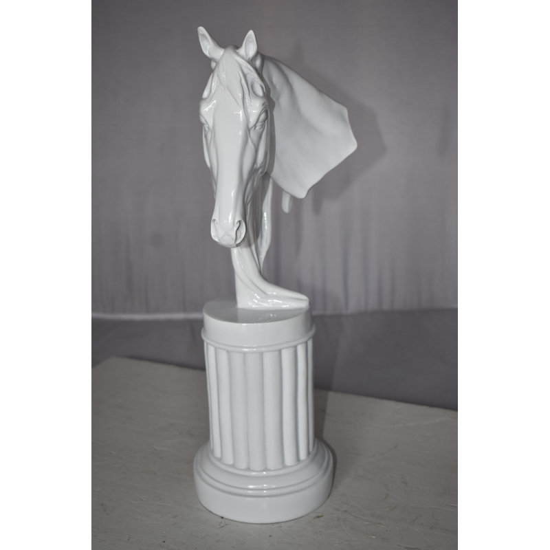 Statue buste de cheval blanc Jacksonville Keysville en résine Dimensions: 10 po x 5 po x H 19 po
