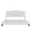 Lit plateforme tapissier avec tête de lit courbée et détails capitonnés Diamond, beige