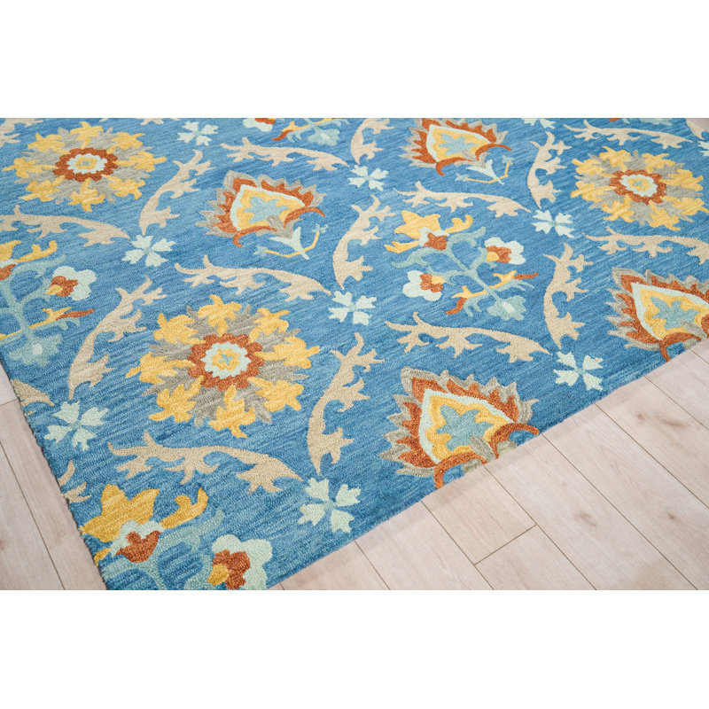Savannah Hand Tufted New Zealand Wool Blue/Multi Area Rug, 6'X9'