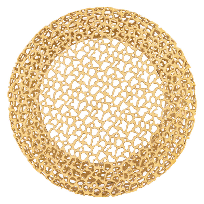 Nova Artisan Mesh Carved Designer Coffee Table, Gold