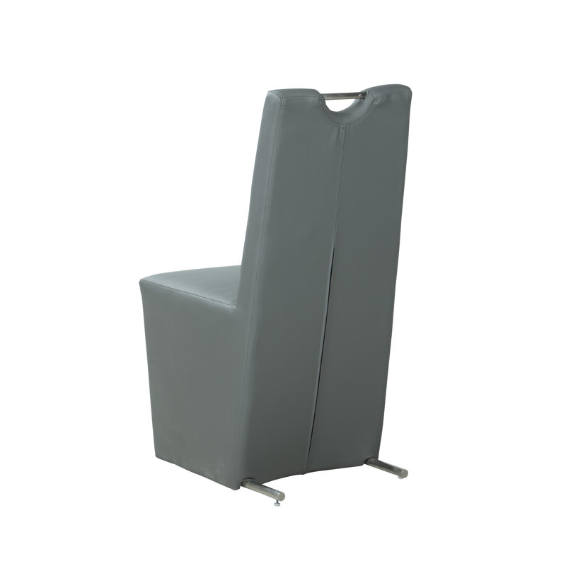 Gray Faux Leather Upholstered Parsons Side Chair