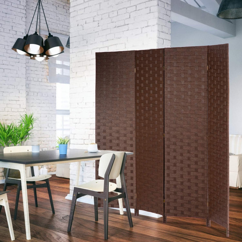Paravent pliable cloison de séparation en bois 6 pi, 4, Brun