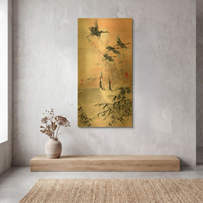 «Meet At Sunrise» par River Han, art mural en métal doré, 24 po x 48 po