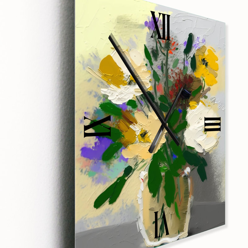 Jelyn - Horloge murale moderne florale, Moyen