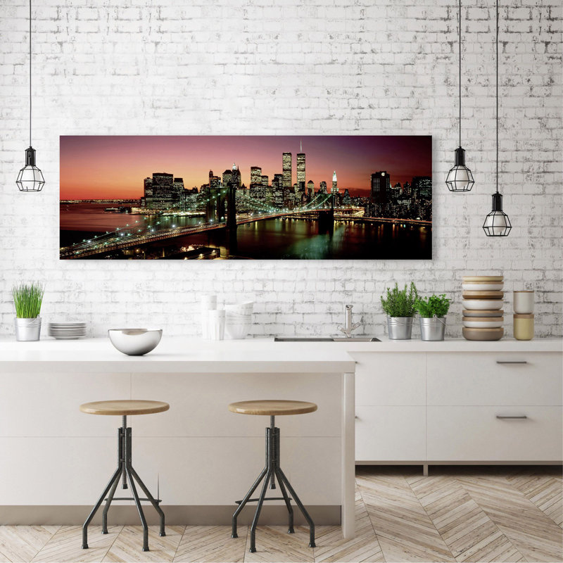 Brooklyn Bridge, New York City 1 Piece Wrapped Canvas Wall Art, 35cm H x 100cm W x 4cm D