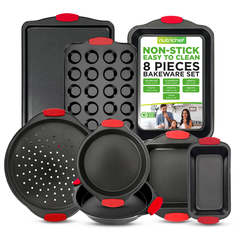 NutriChef Non-Stick Silicone 8 Piece Baking Sheet Set