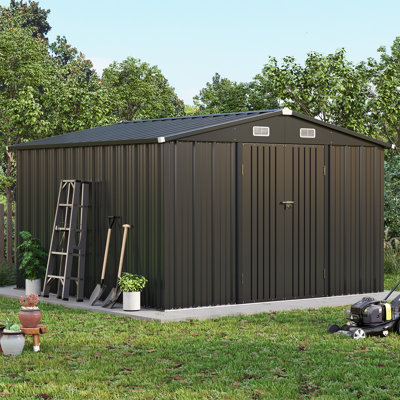 10 Ft. W X 10 Ft. D Outdoor Metal Storage Shed With Metal Base Frame Kit