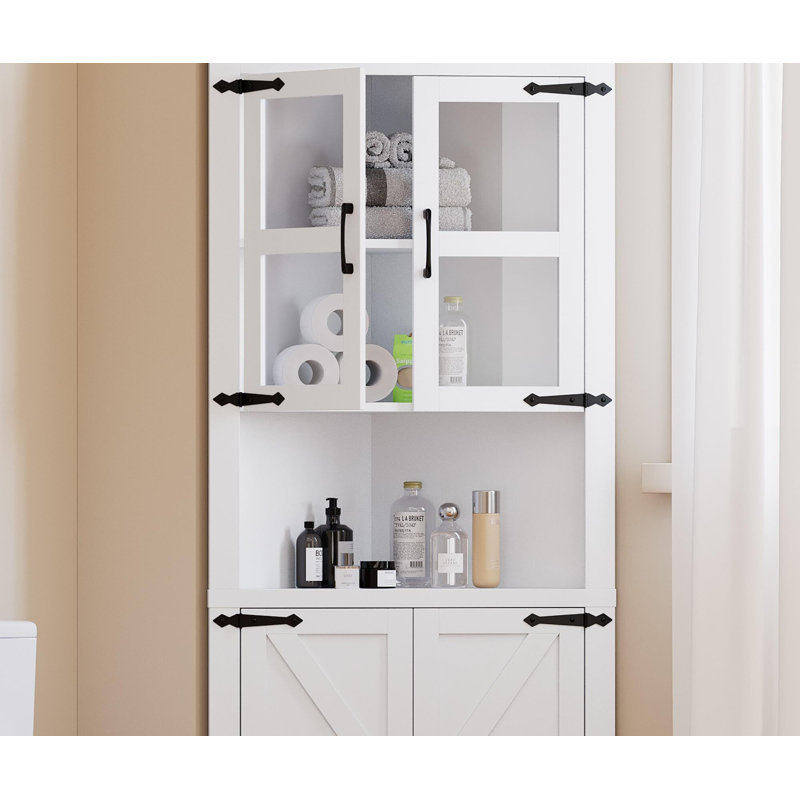 Armoire de salle de bain autoportante, Blanc