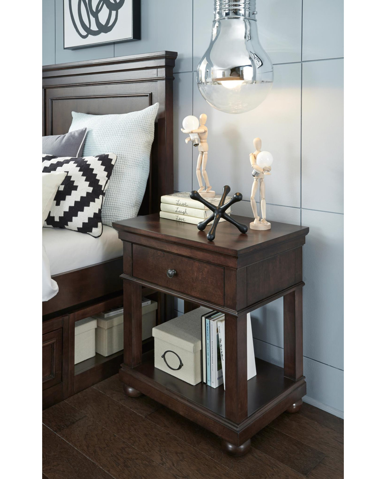 Jayden 1-Drawer Nightstand , Brown