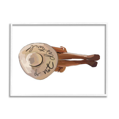 «Do Not Disturb Beach Woman Relaxing Sun Hat» par Amelia Noyes - peinture à cadre flottant sur bois