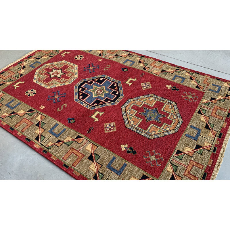 KAZAK 4 RED, Rectangle 3' x 5'