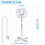 16" Pedestal Fan with Oscillation, Adjustable Height