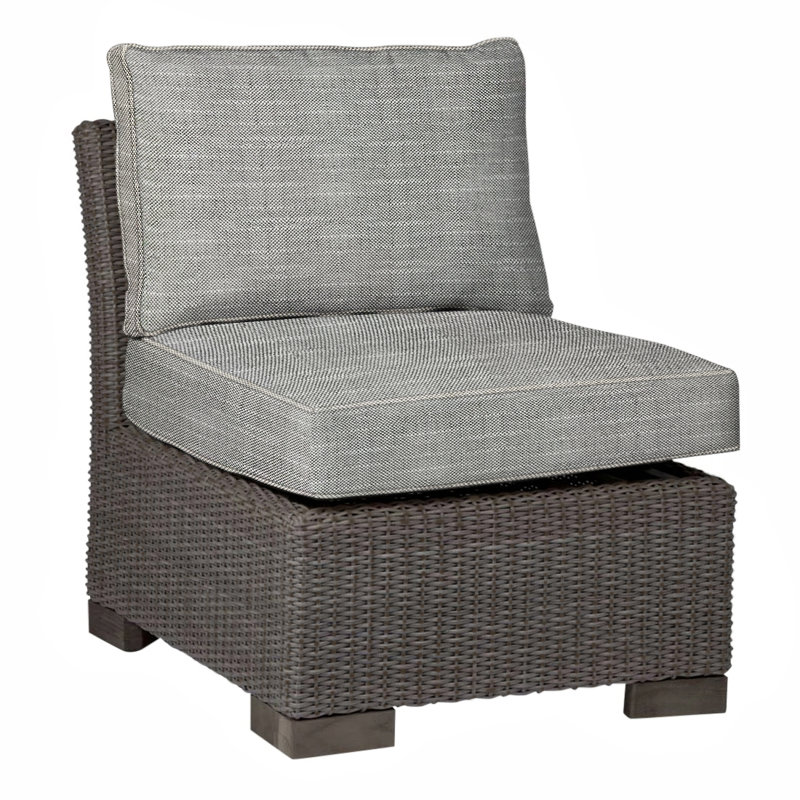 Club Patio Lounge Chair with Cushions, Welt, Rollo Cream, Black Walnut