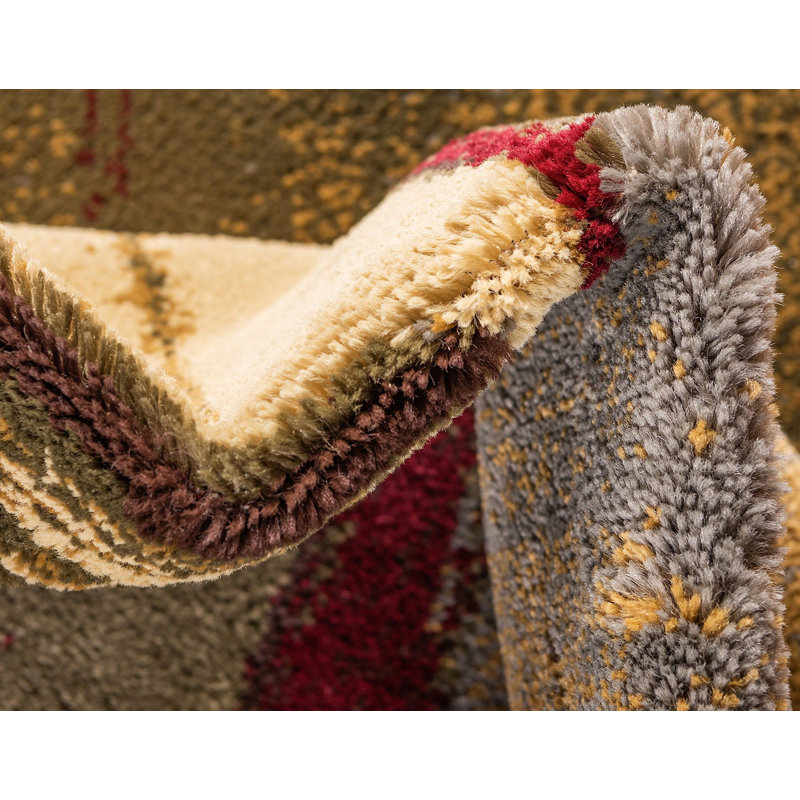 Tapis contemporain Arabica multicolore de couleur brune, Rond 4 pi