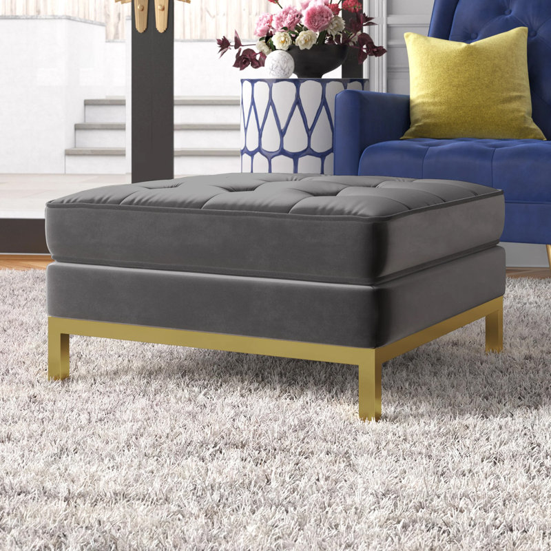 Repose-pieds en velours Loft, Gris