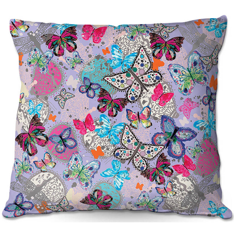  Coussin Couch Butterflies, 18 po x 18 po, Lilas