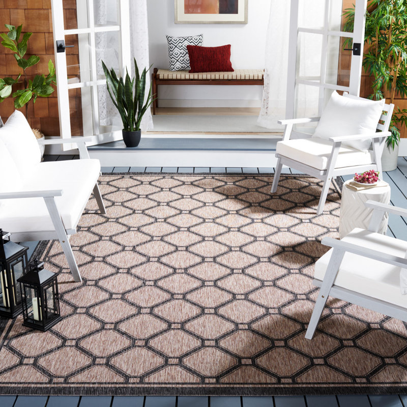 Tapis intérieur / extérieur à motif géométrique Sayde Performance, Rectangle 4 pi x 5 pi 7 po