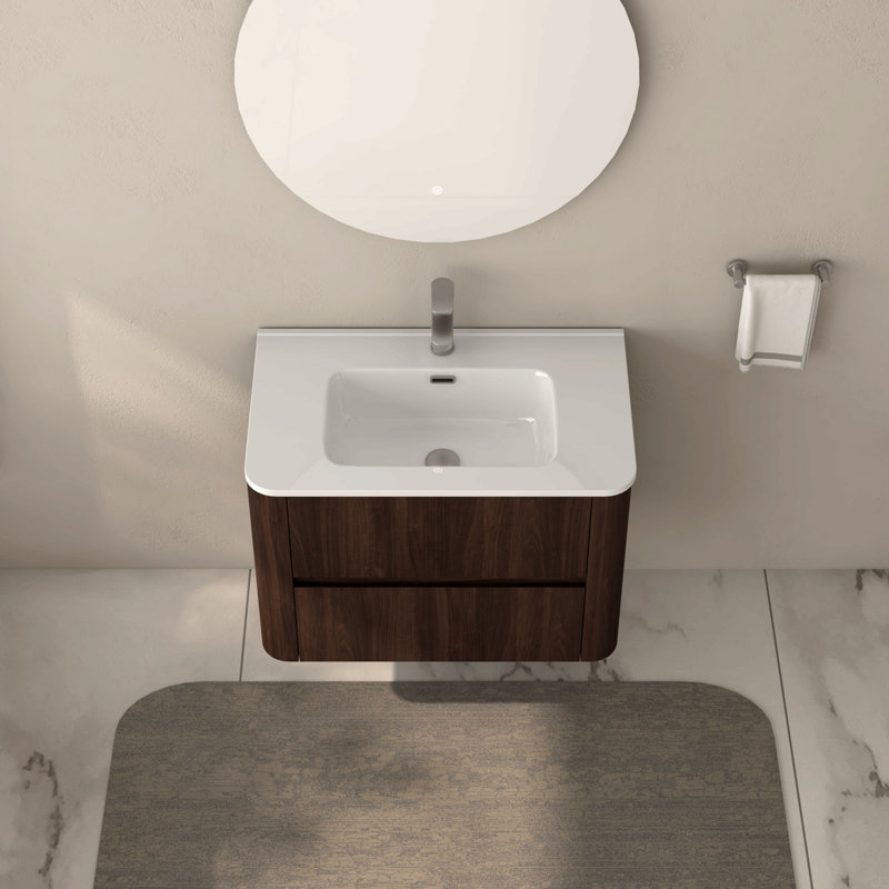 Meuble-lavabo mural 30 po avec lavabo flottant et deux tiroirs 30 po