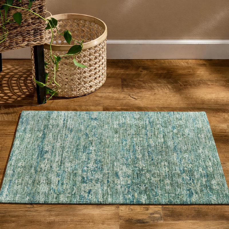 Premium Machine Washable Mayfield AMF2324 Ikat Rug, 1'8" x 2'6", Teal