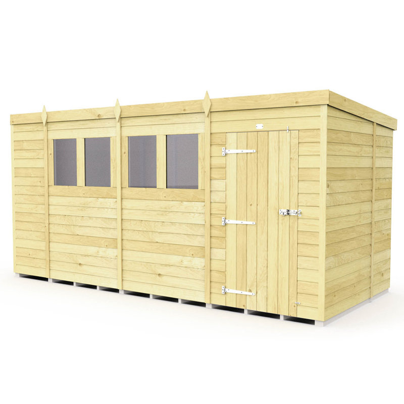 15ft x 6ft Pent Shed - Single Door with Windows