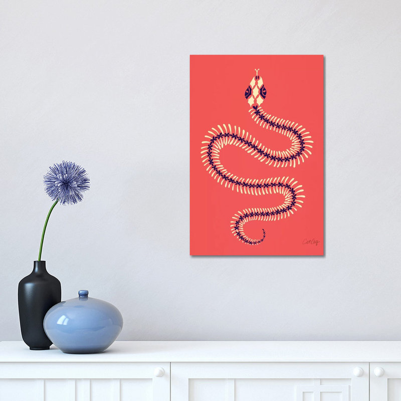 Strickler melon squelette serpent, H 12 po x l 18 po x P 1,5 po, Toile avec cadre noir, Pas de tapis