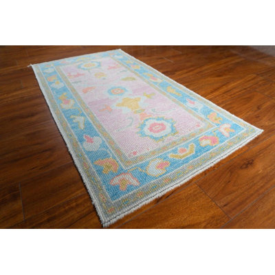 Hand Knotted Wool Rug, Pastel Floral Accent Carpet, 3x5 Area Rug