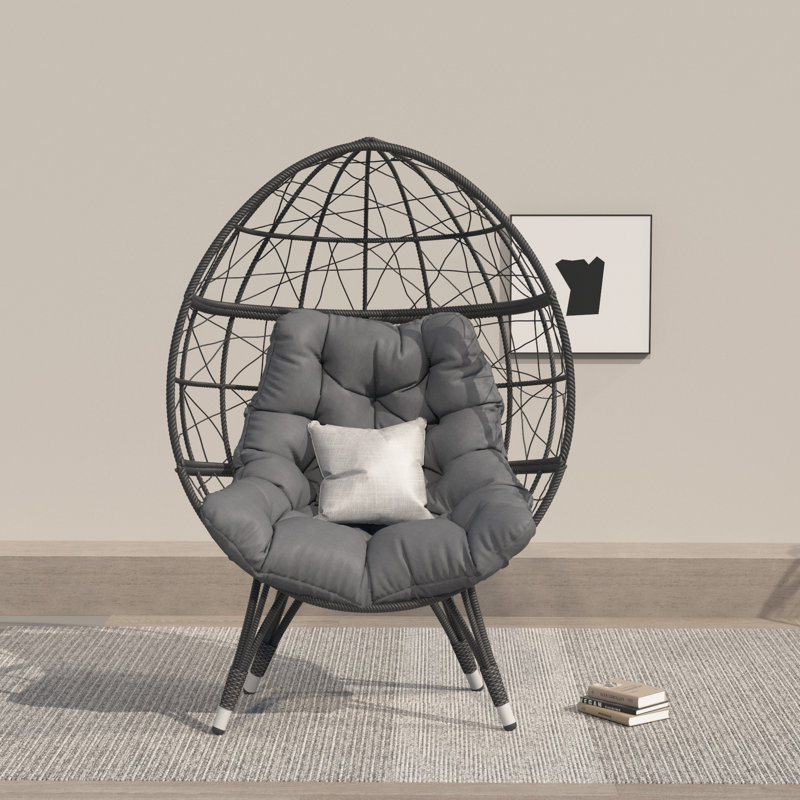 Fauteuil surdimensionné en osier Dakota Fields, Gris