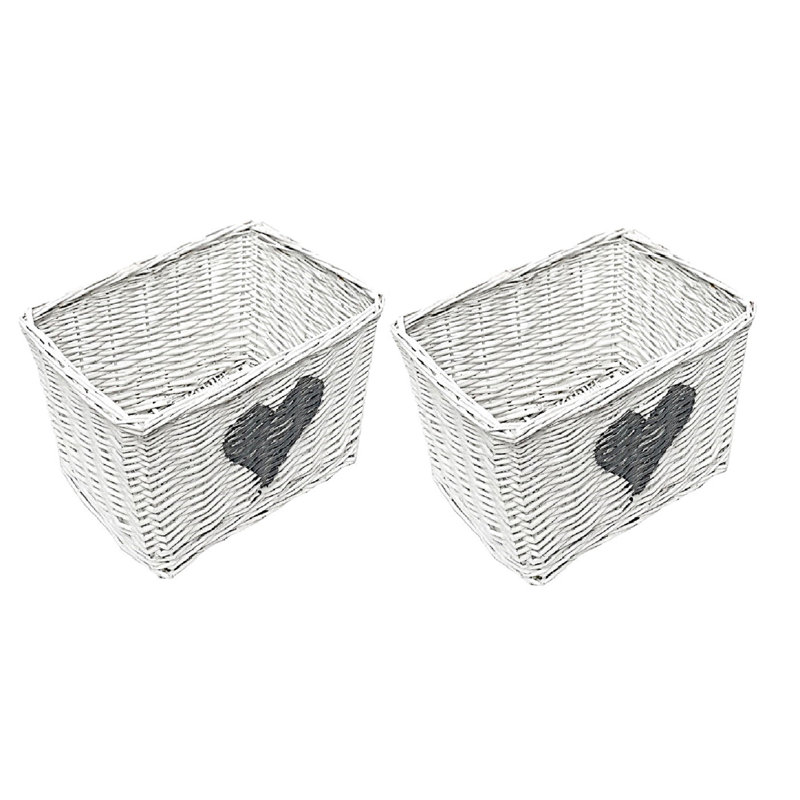 Brambly Cottage Wicker Decorative Basket, Medium, White