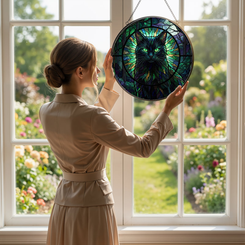 Panneau de vitrail en verre coloré 12 "H 12", H 12 po x l 12 po 