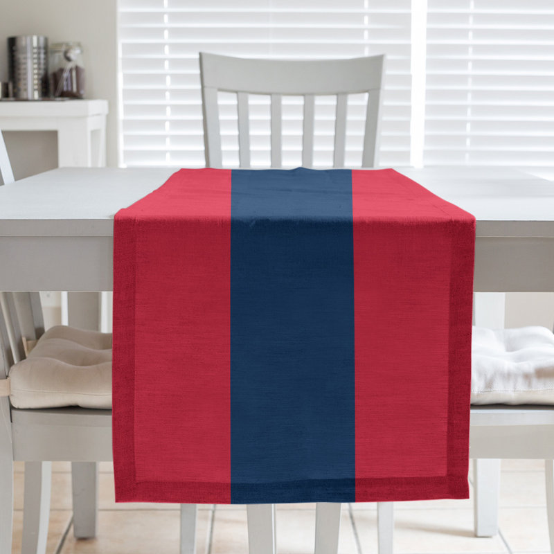 Miami Basketball Table Runner, 90" L x 16" W, Red/Navy Blue/Red, Cotton Twill